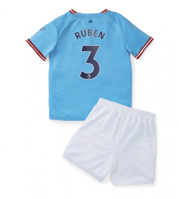 Manchester City Ruben Dias #3 Hjemmedraktsett Barn 2022-23 Kortermet (+ Korte bukser)